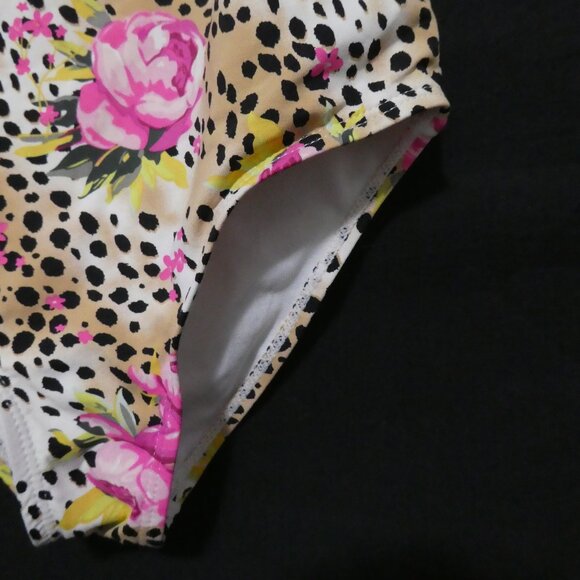 BETSEY JOHNSON | size 7/8 | Floral One Piece Swimsuit | Ruffle Trim Top - Picture 9 of 16